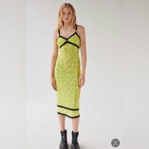 Urban Outfitters Olivia Mesh Lace Trim Midi Dress